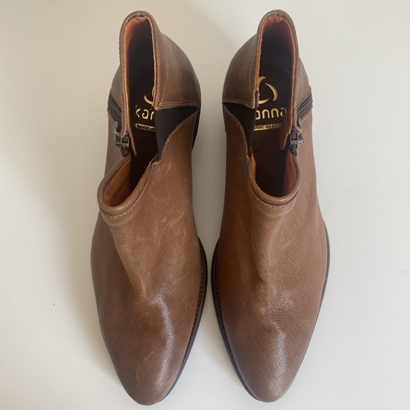 KANNA Brown Leather Ankle Booties Size 7.5 Pointed Toe Spain Fall 2025 Moto Chic - Picture 8 of 16